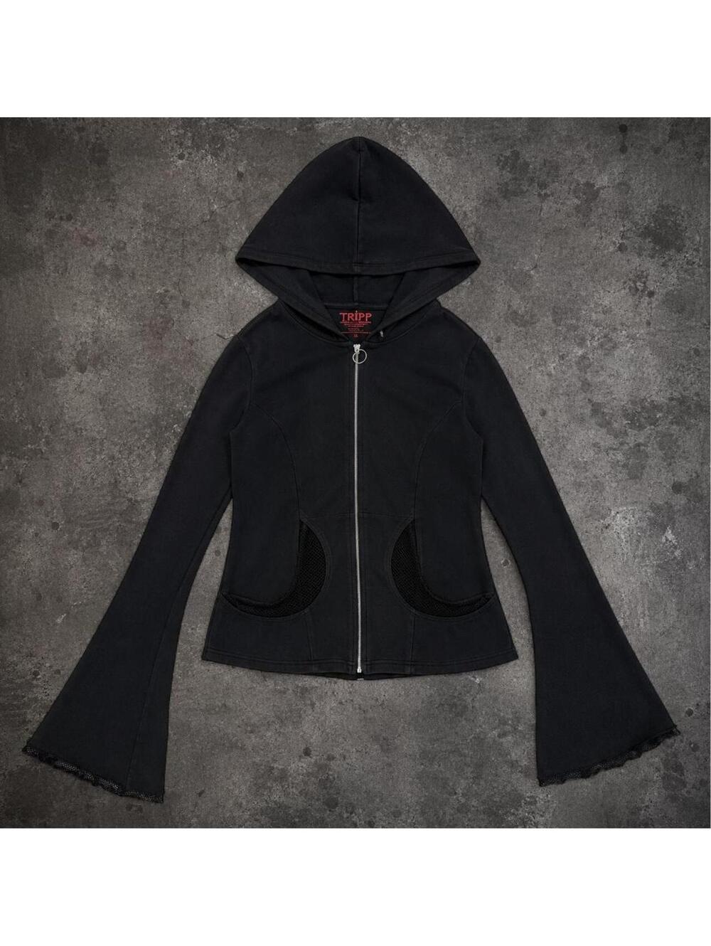 crazy Tripp NYC zip up hoodie with mesh panels on the sides and sleeves